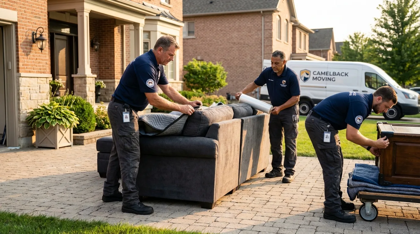 Large estate moving crew wrapping furniture in Watertown, SD