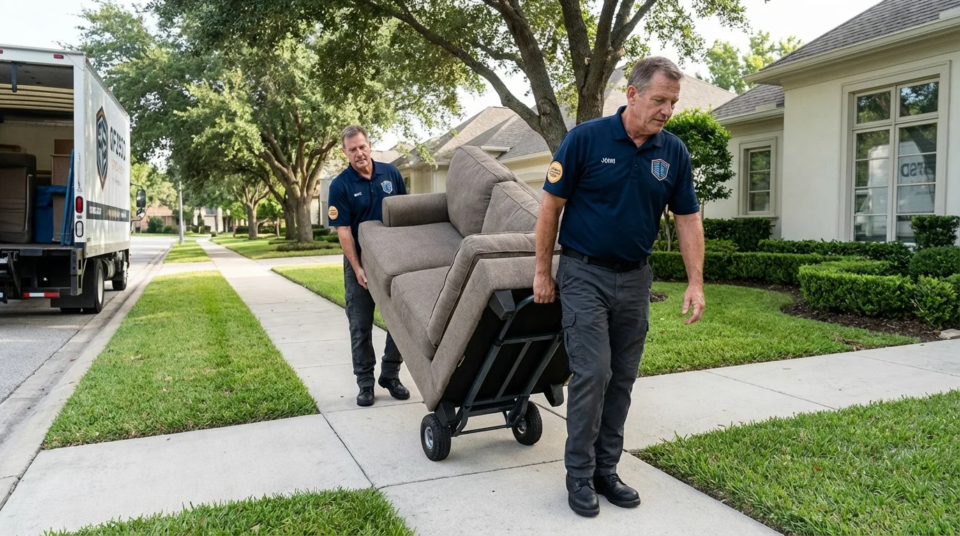 Local residential moving crew loading furniture in Watertown, SD