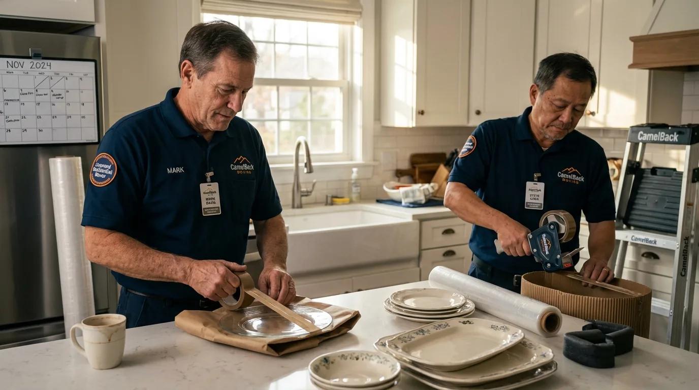Professional crew packing kitchen dishware in Watertown, SD